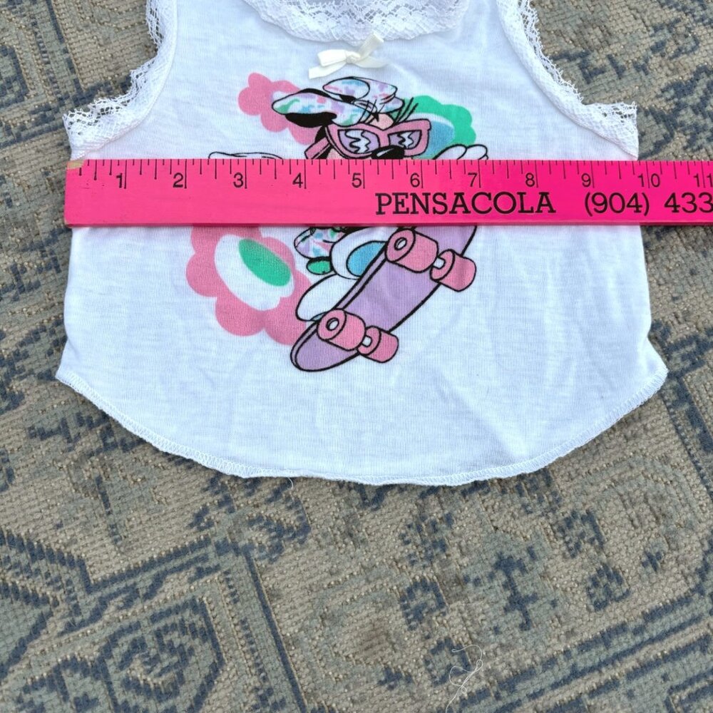 Vintage Disney Toddler Tank Top Minnie Mouse Skateboard Lace Trim Jog Togs USA - Picture 6 of 8